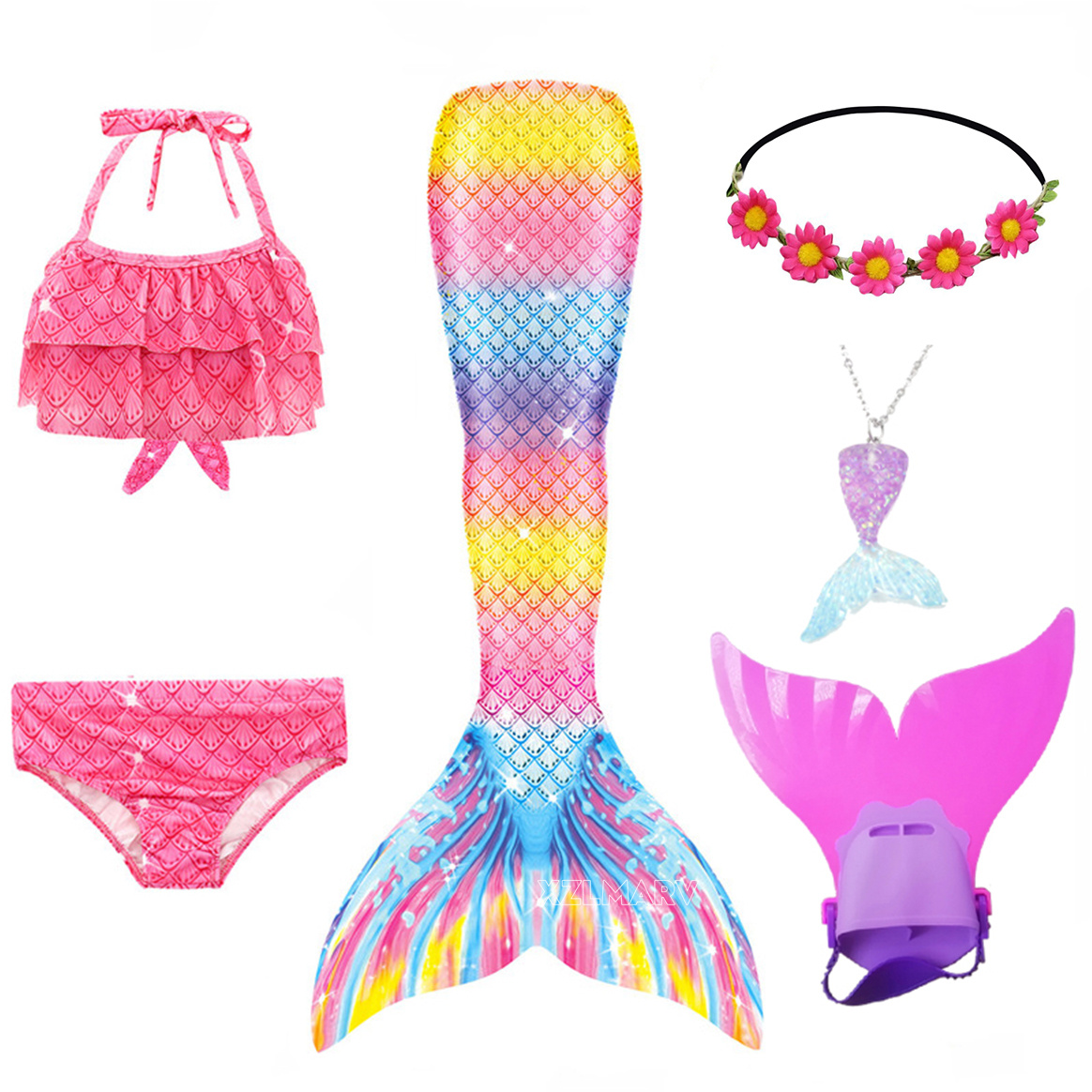 6Pcs/set Ariel Girls Swimming  - Flippers Swimming 评论和价格